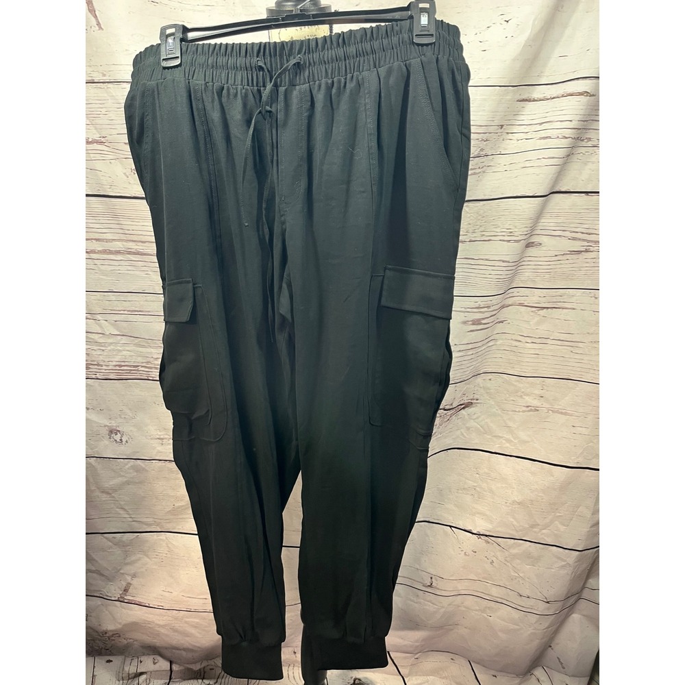 INC International Concepts Full Bloom III Black Cargo Jogger Pants 2X 100119301W
